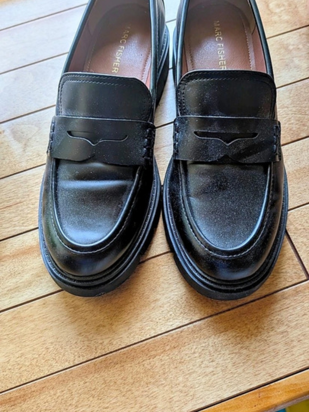 Marc Fisher Norton Lug Sole Penny Loafer Black Penny Loafers